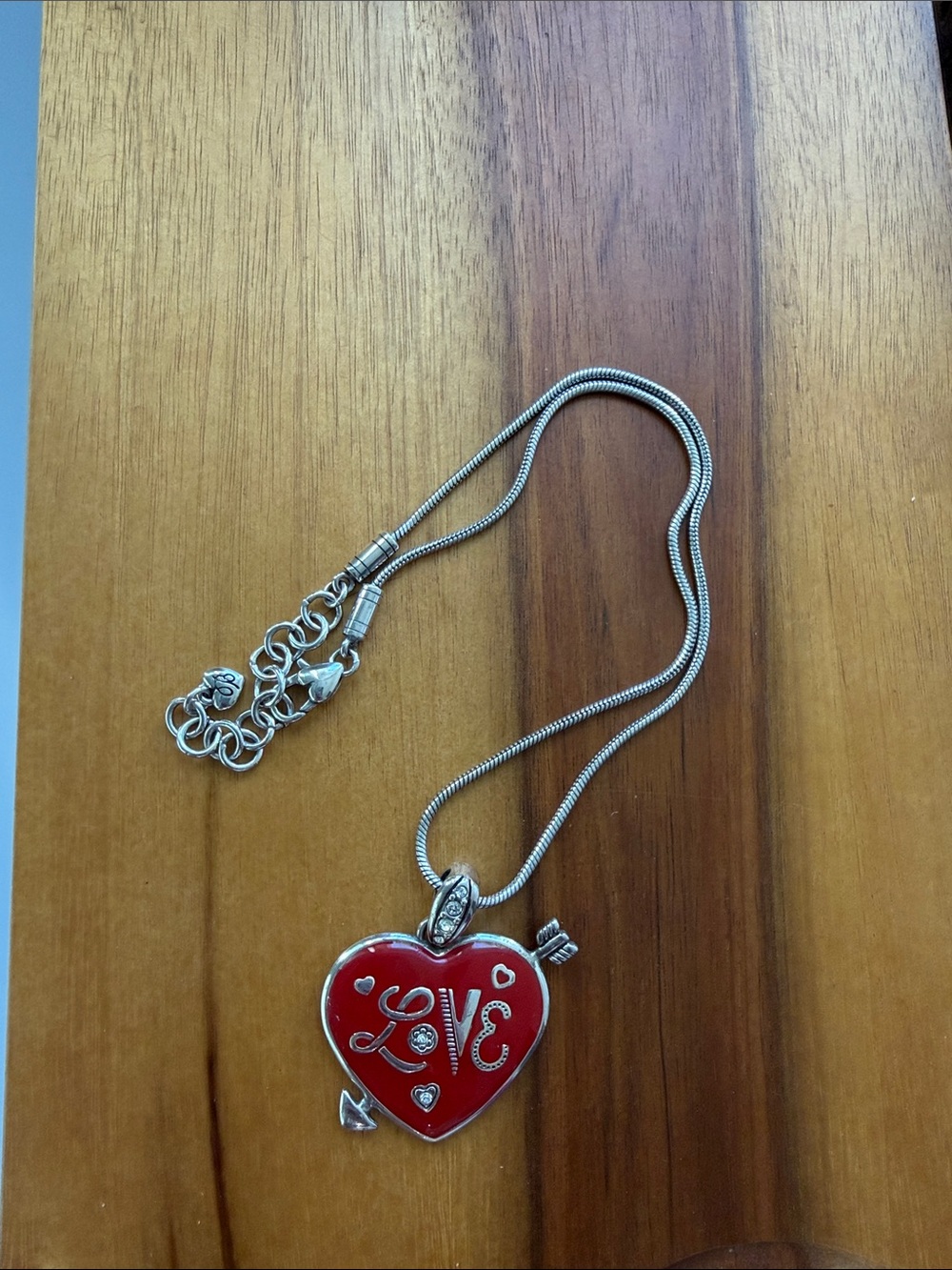 Brighton- Silver Red 'Love' Heart Pendant Necklace